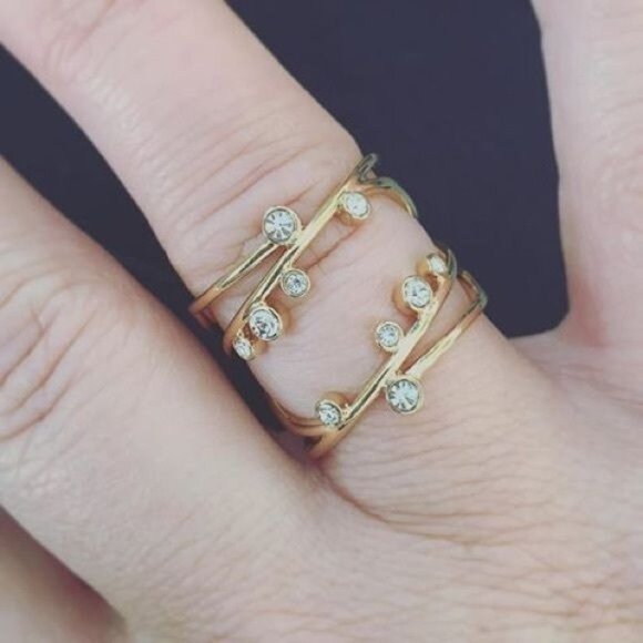 Stella & Dot Celestial Sparkle Ring - Gold - M/L (7-8) - Picture 3 of 6